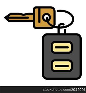 Car key icon. Outline car key vector icon color flat isolated. Car key icon color outline vector