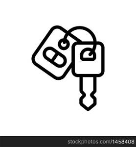 car key with keychain icon vector. car key with keychain sign. isolated contour symbol illustration. car key with keychain icon vector outline illustration