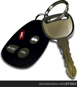 Car key with remote control isolated over white background