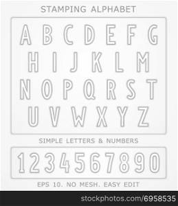 Car license plate design alphabet. Font with the effect of stamping. Car license plate writing style. Vector design elements