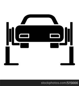 Car lift Car repair Service concept Car on fix lift Car lifted on auto lift icon black color vector illustration flat style simple image