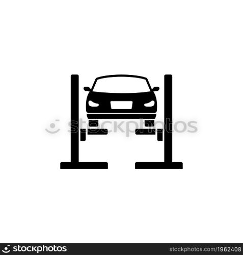 Car Lift. Filled Car Service. Flat Vector Icon. Simple black symbol on white background. Car Lift. Filled Car Service Flat Vector Icon