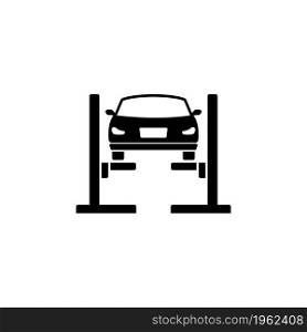 Car Lift. Filled Car Service. Flat Vector Icon. Simple black symbol on white background. Car Lift. Filled Car Service Flat Vector Icon