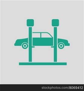 Car lift icon. Gray background with green. Vector illustration.