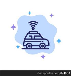 Car, Location, Map Blue Icon on Abstract Cloud Background