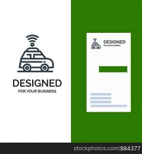 Car, Location, Map Grey Logo Design and Business Card Template