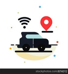 Car, Location, Map, Technology Abstract Flat Color Icon Template