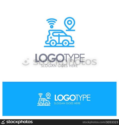 Car, Location, Map, Technology Blue outLine Logo with place for tagline