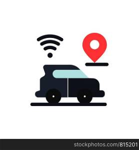 Car, Location, Map, Technology Flat Color Icon. Vector icon banner Template
