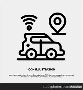 Car, Location, Map, Technology Line Icon Vector