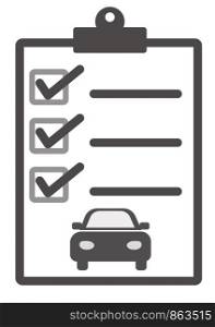 car maintenance list icon on white background. flat style. car service list icon for your web site design, logo, app, UI. checklist car servise maintenance sign.