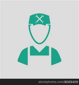 Car mechanic icon. Gray background with green. Vector illustration.