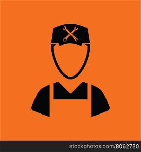Car mechanic icon. Orange background with black. Vector illustration.