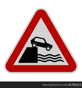 Car on a precipice over water icon. Flat illustration of car on a precipice over watevector icon for web.. Car on a precipice over water icon, flat style.