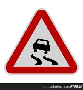 Car on dangerous roadside icon. Flat illustration of car on dangerous road vector icon for web.. Car on dangerous road icon, flat style.