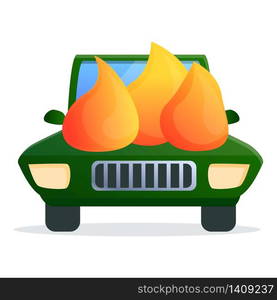 Car on fire accident icon. Cartoon of car on fire accident vector icon for web design isolated on white background. Car on fire accident icon, cartoon style