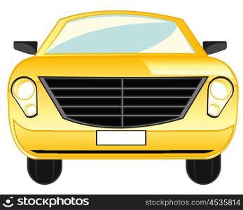 Car on white. Yellow passenger car on white background is insulated