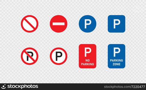 Car park sign. Parking zone icon. P symbol. No parking simbol in vector flat style.