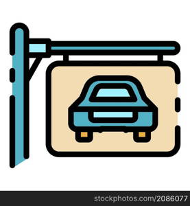 Car parking board icon. Outline car parking board vector icon color flat isolated. Car parking board icon color outline vector