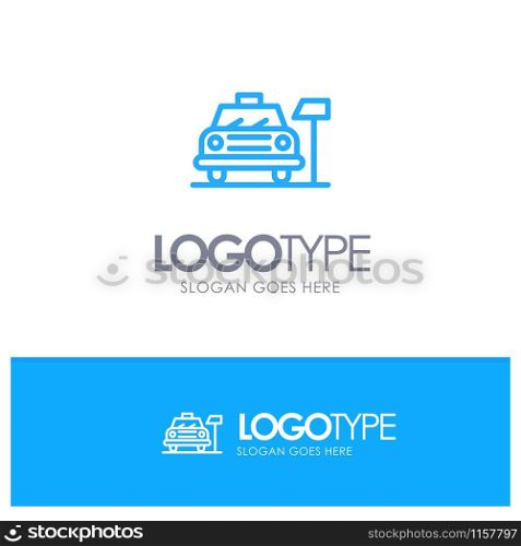 Car, Parking, Hotel, Service Blue Logo Line Style