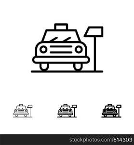 Car, Parking, Hotel, Service Bold and thin black line icon set