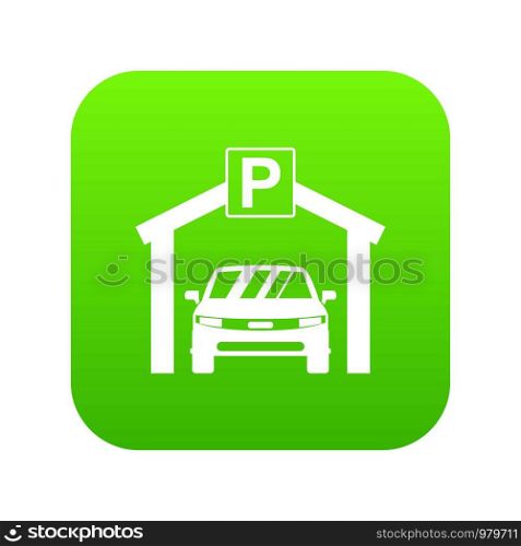 Car parking icon digital green for any design isolated on white vector illustration. Car parking icon digital green