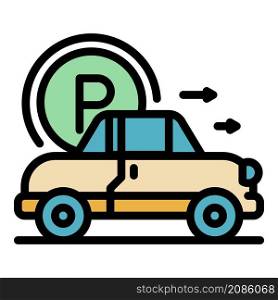 Car parking icon. Outline car parking vector icon color flat isolated. Car parking icon color outline vector