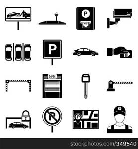 Car parking icons set in simple style isolated on white background. Car parking icons set, simple style