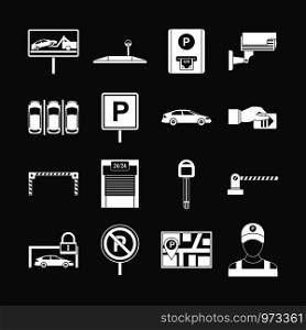 Car parking icons set vector white isolated on grey background . Car parking icons set grey vector