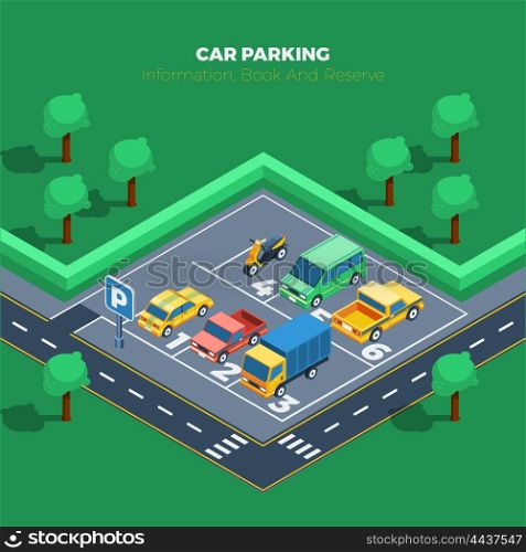 Car Parking Illustration . Car Parking Concept. Car Parking Information. Car Parking Poster. Car Parking Isometric Illustration. Car Parking Vector.