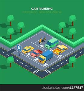 Car Parking Illustration . Car Parking Concept. Car Parking Information. Car Parking Poster. Car Parking Isometric Illustration. Car Parking Vector.