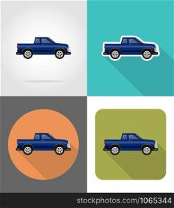 car pickup flat icons vector illustration isolated on background