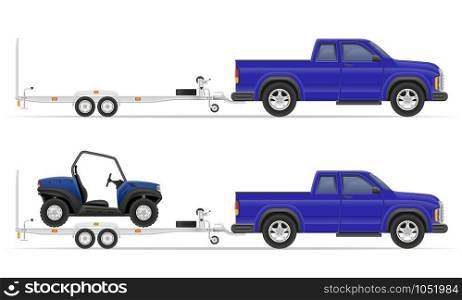 car pickup with trailer vector illustration isolated on white background