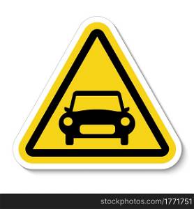 Car prohibition sign on white background