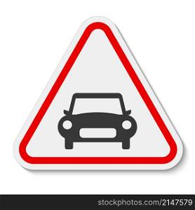 Car prohibition sign on white background
