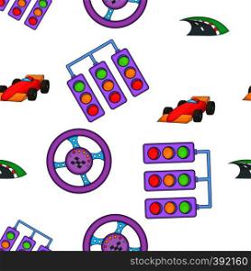 Car race pattern. Cartoon illustration of car race vector pattern for web. Car race pattern, cartoon style