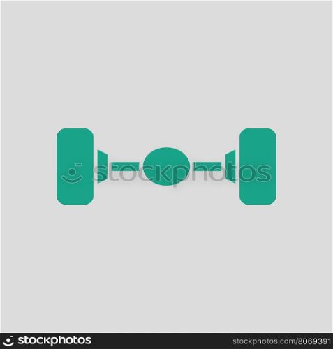 Car rear axle icon. Gray background with green. Vector illustration.