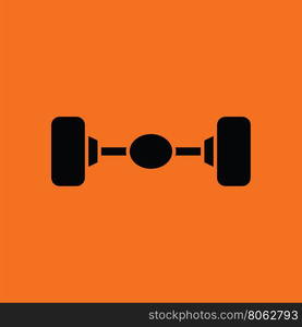 Car rear axle icon. Orange background with black. Vector illustration.