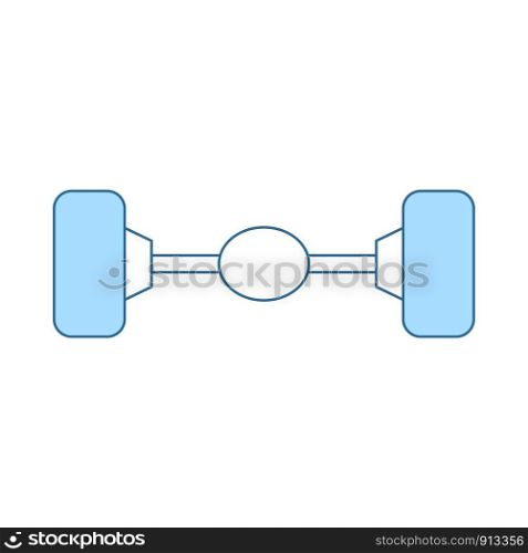 Car Rear Axle Icon. Thin Line With Blue Fill Design. Vector Illustration.