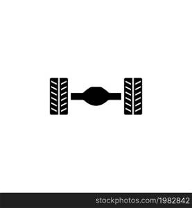 Car Rear Axle Suspension. Flat Vector Icon. Simple black symbol on white background. Car Rear Axle Suspension Flat Vector Icon