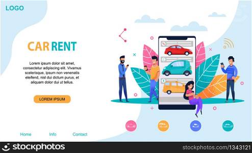 Car Rent Website Template. Ride Sharing Station. People Character near Smartphone with Carsharing Application. Modern Company Service Layout. Public Transport Deliver. Automotive Share App.. Car Rent Website Template. Ride Sharing Station.