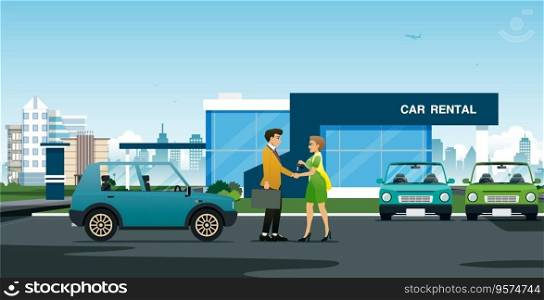 Car rental center vector image