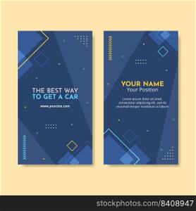 Car Rental Social Media Card Vertical Template Flat Cartoon Background Vector Illustration