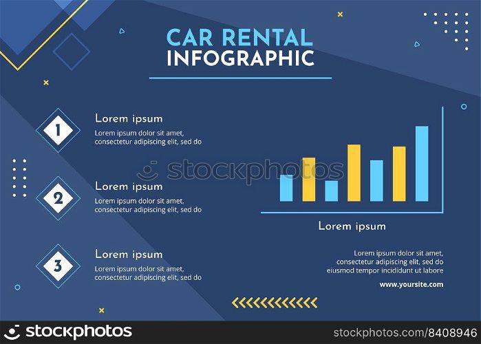 Car Rental Social Media Infographic Template Flat Cartoon Background Vector Illustration