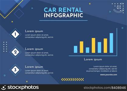 Car Rental Social Media Infographic Template Flat Cartoon Background Vector Illustration
