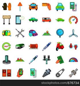 Car repair icons set. Cartoon style of 36 car repair vector icons for web isolated on white background. Car repair icons set, cartoon style