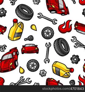 Car repair seamless pattern with service objects and items. Car repair seamless pattern with service objects and items.