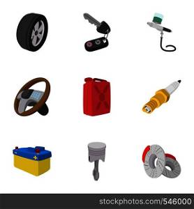 Car repairs icons set. Cartoon illustration of 9 car repairs vector icons for web. Car repairs icons set, cartoon style
