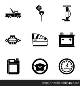 Car repairs icons set. Simple illustration of 9 car repairs vector icons for web. Car repairs icons set, simple style