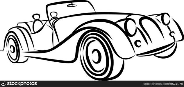 Car retro drawing vector image